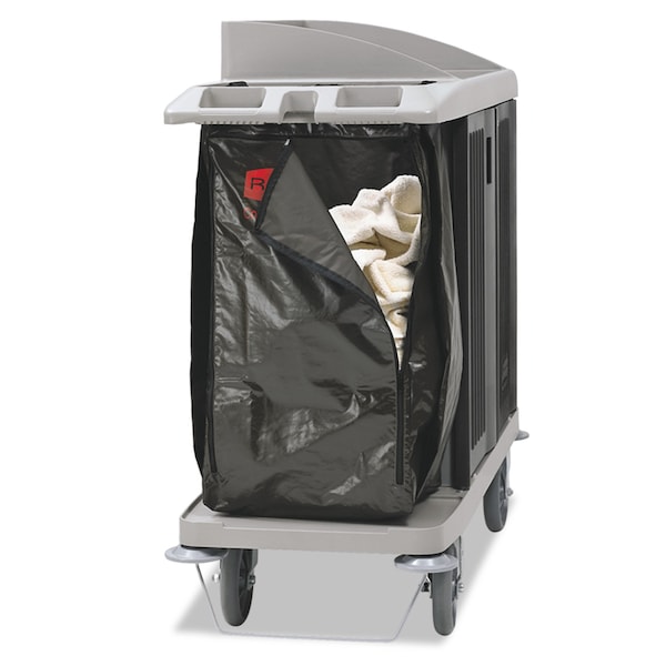 Rubbermaid Commercial Zippered Vinyl Cleaning Cart Bag, 25 gal, 17" x 33", Brown 1966885 - main